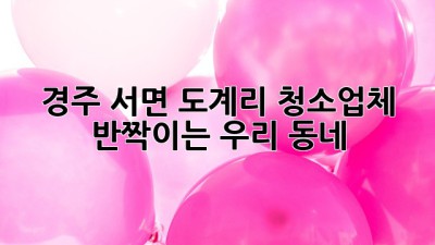 경주 서면 도계리 청소업체, ✨반짝이는 우리 동네✨